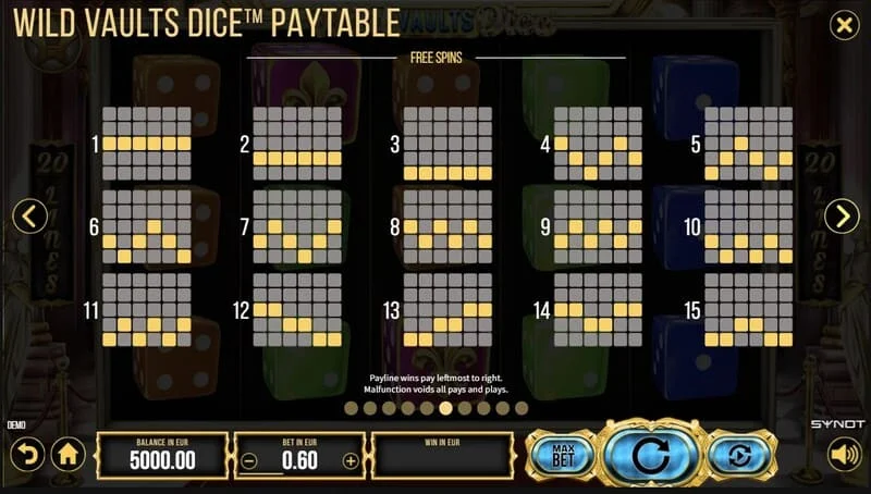 Wild Vaults Dice – Kártya Gamble képernyő a lap színének duplázásával